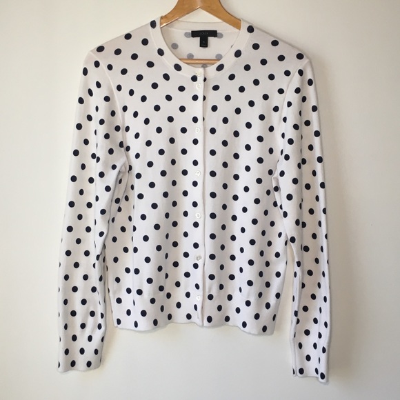 J. Crew Sweaters - J.CREW Cardigan Woman’s XL Polka Dots White Black